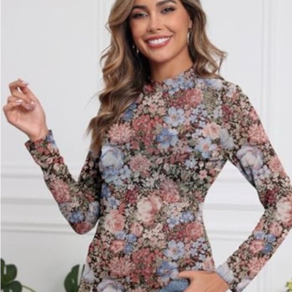 Elegant Floral Long Sleeve Women's Top